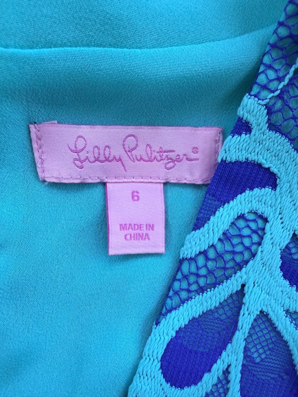 Lilly Pulitzer Devina Brewster Blue Light Flora Lace Shift Dress Size 6 - Picture 4 of 6